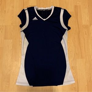 Adidas Women’s Size Small Navy Blue White Short Sleeve Shirt Athletic Jersey Top